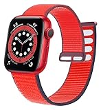 CGGA Nylon-Armband für Apple Watch, 44 mm, 40 mm, 42 mm, 38 mm, Smart-Watch-Zubehör, Solo Loop Armband Serie 3, 4, 5, 6, 7 Se (Farbe: Rot, Größe: 38-40 mm)