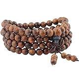 mookaitedecor elastisches Holz Armband mit 108 Perlen, Buddhistische Tibetische Gebetskette, Buddha Mala Kette Halskette für Yoga & M