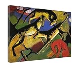 Leinwand Wandkunst Franz Marc spielende Hunde Moderne Bilder Wohnzimmer Giclée Gerahmtes Kunstwerk Home Deko für Schlafzimmer, Wohnzimmer und Flur (50x65cm 20'x26',gerahmt)