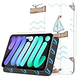 Ipad Mini 6 Case 2021 Boat Ship River Ocean Transport Ipad Mini Cover Pu Leather Smart Ipad Mini Cover Case Auto Sleep/Wake Compatible with Ipad Mini 6 (8.3 Inch,2021)
