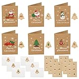 36 Stück Weihnachtskarten mit Umschlägen und Aufkleber Kraftpapier Klappkarten Weihnachten Grußkarten Set Weihnachtsgrüß Glückwunschkarten Frohe Weihnachtsgrüße an Familie F