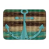Fußmatten, Nautischer Anker Rustikales Holz Vintage Bauernhaus, Küchenboden Badteppichmatte Saugfähig Innen Badezimmer Dekor Fußmatte R