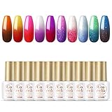 Coscelia UV Gel Nagellack Starterset, 10PC UV Farbwechsel Gel Nagellack Set, 7ml Thermo UV Gellack Kit, Mehrfarbig Nagelgel Farbgel Gel Nagel, Chameleon Gel Polish Maniküre S