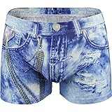 KAIXLIONLY Boxershorts Herren Höschen Sexy Unterhosen Männer Mode Casual Shorts Atmungsaktive Sportunterwäsche Gefälschte Jean Kurze Sexy Unterwäsche Box