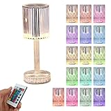 LED Kristall Tischlampe, Diamant Nachtlicht Crystal Table Lamp mit Touch und Fernbedienung 16 Farben USB Atmosphäre Licht für Wohnzimmer, Schlafzimmer, E