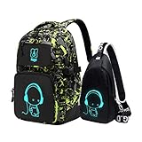 Asge Rucksack Jungen Schulrucksack Teenager Jugendliche Coole Schule Daypacks Kinder Reflektierender Schultasche Outdoor Camping Groß Schulranzen Wasserdicht Ranzen Schultertaschen S