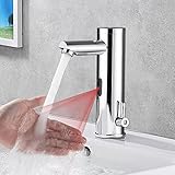 Infrarot Wasserhahn Bad Sensor, Automatik Waschtischarmatur Infrarot, VENTCY Armatur Bad Sensor Chrom, Einhebelmischer Waschbecken Mischbatterie für Aufsatzwaschbeck