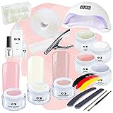 ND24 NailDesign – Gelnägel Starter Set Premium mit LED Haftgel, Aufbaugel, Frenchgel, Versiegelungsgel, LED-Lampe & Zubehör + MakeUp Gele – Komplettset für Anfänger geeignet – LED Gele Made in Germany