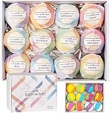 Badekugel-Geschenk-Set, 12 Packungen, reich an ätherischem Öl, Spa, um trockene Haut zu befeuchten, handgefertigte Geburtstagsidee für sie/ihn, Ehefrau, F