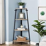 OIOG Industrie-Eck-Bücherregal, 4 Etagen, freistehende Eckregale, 124 cm, Eichen-Finish, Eck-Aufbewahrungsregale für Z