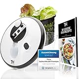 Thiru Salatschleuder Premium - Innovative 3D Kurbel & Stoppfunktion - rutschfeste Salatschleuder groß 5L - inkl. eBook BPA FREI