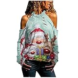 Weihnachten Shirt Damen Langarm elegant Festliche blusen und Tops nachtwäsche für Schwangere Damen Disco Outfit Elegante Pullover Damen nachtwäsche für Schwangere Pullover Damen Basic Pullover D