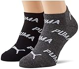 PUMA Unisex-Adult BWT Sneaker-Trainer (2 Pack) Socks, Black/White, 39/42