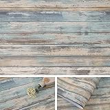 Arthome Blau Klebefolie Vintage Holz Möbelaufkleber ,Vinyl Möbelfolie Selbstklebende Tapete Holz Folie Selbstklebend ,Wasserdicht Leicht zu reinigen,43,5 cm x 3.05
