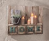 Dekoleidenschaft LED Bild Home, Leinwand mit Beleuchtung, flackernde Kerzen, Wanddeko, Leuchtb