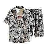 TTlove Herren Sportbekleidung Jogginganzug Sommer Kurz Sport Fitness Zweiteiliger Freizeitanzug DüNne Sets Hausanzu Basic Loose Bequeme Karikatur Druck Hemd Tshirt Kurze Hosen Short S