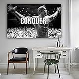 CONQUER Arnold Schwarzenegger Bodybuilding Motivationszitat Kunst Leinwand Poster Druck Wandbild für Wohnzimmer 70x116