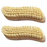 2 Stück Scheuerbürste, Putzbürste, Hand Schrubber, Scheuerbürsten, Ergonomischer Griff aus Holz in S-Form, Putzbürste für Küche, Garten, Haushalt - Made in Germany