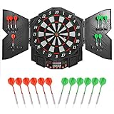 Elektronische Dartscheibe Profi, Elektronische Dartspiel mit LCD-Anzeigemit und Türen,E Dartscheibe mit 12 Dartpfeilen 27 Spiele Dart Scheibe mit 216 Spieloptionen für Partys Spieleab