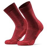 DANISH ENDURANCE Merinowolle Wandersocken für Herren, Damen & Kinder, 1 Paar, Trekkingsocken, Atmungsaktiv, Gepolstert (Rot, EU 43-47)