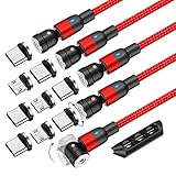 AUFU Magnetisches USB-Kabel, 5 Stück [0.5m+1m+1m+2m+3m], Magnet Ladekabel 360°+180° Rotierendes Magnetisches Ladekabel Datenkabel für Samsung Galaxy Huawei Xiaomi Sony