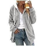 Bolonwzi Damen Sweatjacke Leicht Parka Jacke Windbreaker mit Kapuze Beiläufig Outdoorjacke Langarm Fleece Hoodies F