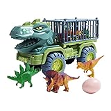 Perfeclan Dinosaurier LKW Spielzeug, Dino Auto Transporter Truck, Tiere Spielset und Dinosaurier Figuren, Spielzeugautos Kinder Geschenk für Jungen Mädchen - Ty