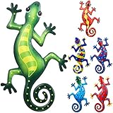 6 Stücke Metall Gecko Wandkunst Dekoration 9 Zoll Eidechse Kunst Wand Inspirierende Skulptur Terrasse Rasen Zaun Dekoration Hängend Indoor Outdoor für Zuhause Schlafzimmer Büro G