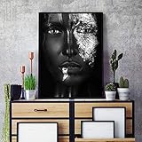 Abstraktes Gemälde auf Leinwand, afrikanische schwarz-weiße Frau, Poster, Wandkunst, Bilder für Wohnzimmer, Heimdekoration, 50 x 70 cm,