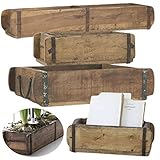 LS-LebenStil Alte Holz Aufbewahrung-Box Ziegelform 2-Fach Braun 57x15x10cm Original Unik