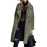 Darringls Fleecejacke Damen Lang Warm Plüsch Winterjacke Langarm Strickjacke Lose Fleecejacke Dünner Herbstmantel Windbreaker Weich Wintermantel Plü