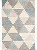 benuta Teppich Pastel Geomet Türkis 120x170 cm | Moderner Teppich für Wohn- und S
