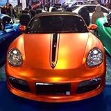 3D Chrom Matt SUNSET ORANGE Metallic mit Luftkanälen ,Car Wrapping, Folie Musterstück 10x10