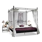 Junado Himmelbett Venezia Metallbett 180x200 cm, inklusive Stoffhimmel, Verspieltes Design, Schwarz, Dopp