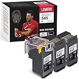 LEMERO 3 Schwarz Wiederaufbereitet Druckerpatronen für Canon PG-545 für Canon PIXMA MG2450 MG2550 MG2950 IP2850