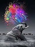 ParNarZar 5D Diamant Malerei Full Bilder, Kunst Elefant 35 x 45 cm, DIY Diamond Painting Set Strass Stickerei Diamant Malerei Handarbeit Basteln Voller Diamant Kreuzstich Mosaik G