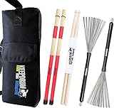 keepdrum Schlagzeuger Sticktasche + SV1 Rods + SV506 Switchbrush Besen + Drumsticks 1