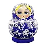 OPIU 10 stücke Russische Nistpuppe, Nette große Bauch Prinzessin Matryoshka Puppe, Blauer Stock Prinzessin verschachtelte Puppe für Kinder Weihnachten Muttertag Geburtstag
