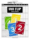Uno Flip Score Sheets: Uno Flip Personal Handy Sheet for Card Game Score Pad Record Keeper Scorebook (Large 8.5 x 11 Inches)