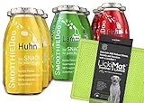 SmoothieDog 12er Probierset + Lickimat Soother L grün 30,5x25,5cm Hundesmoothie - 4xLamm, 4xRind, 4X Huhn - je250ml Probierpaket - Gluten und Zuckerfrei (Grün)