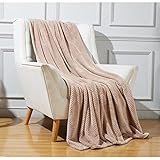 JULIYEH Kuscheldecke Fleece Decke 150x200 cm Taupe Fleecedecke als Sofaüberwurf Flauschig Kuscheldecke Felloptik Wohndecke Sofadecke Tagesdecke Couchdeck