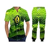 JJBKT 3D Print Grün Viper Hoodies Hosen Set Herren Kapuzen Sweatshirt Hose 2 Stück Anzug Trainingsanzug BTPA08235 6XL