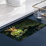 FengYe Küche Matte, Fußmatte Badezimmer Dusche Teppiche für Wohnzimmer Froschkönig-Konzept mit Goldkronen-Märchen-Konzept, Mikrofaser-Badezimmermatte 50x80