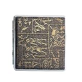 RUI Ägyptische Zigarettenetui | Beschützer | Organizer - Edelstahl Und Kunstleder - Tragbar Und Vielseitig - Hält 16 King Size - Für Rollups | Gummi | Karten | Führerschein - 1 Stck (Size : Large)