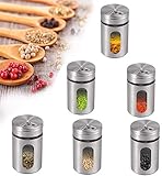 Gewürzgläser 6 Stück Gewürzstreuer mit Gläsern Edelstahl 90 ml Gewürzbehälter mit 3 Verschiedenen Bohrungsschalter für Salz Schw