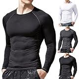KAIXLIONLY Sportshirt Gym Herren Langarmshirt Funktionsshirt Cooles schnelltrocknendes Sport-Bodenhemd für Männer Bodybuilder Trainingsshirt T-Shirt L