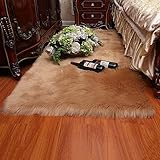 LYZL HauptDécor Teppich Waschbar Anti-Rutsch-Raum Teppiche Weiche flaumige Shaggy Faux-Pelz-Schaffell,Braun,100×220cm/3.2×7.2