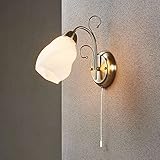 Lindby Wandleuchte, Wandlampe Innen 'Amedea' (Retro, Vintage, Antik) in Weiß aus Glas u.a. für Wohnzimmer & Esszimmer (1 flammig, E14) - Wandstrahler, Wandbeleuchtung Schlafzimmer /, Wohnzimmerlamp