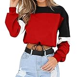 TWIFER Damen Langarm Sweatshirt Spleißen Farbe Pullover Sweater B