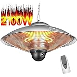 BSJZ Elektrische deckenmontierte Terrassenheizung, tragbare Außenwärmelampe aus Edelstahl, einstellbare Außenheizungen, geeignet für drinnen und draußen (Silber)